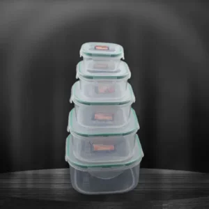 Kitchen Containers Set, Fridge Storage Boxes, Plastic Containers for Kitchen Organizer, Kitchen Accessories Items for Storage Organizer, Snap-Seal (lunch box/storage organizer) (5 Ps Set).
