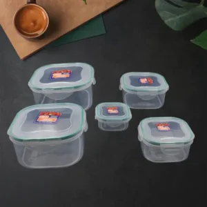Kitchen Containers Set, Fridge Storage Boxes, Plastic Containers for Kitchen Organizer, Kitchen Accessories Items for Storage Organizer, Snap-Seal (lunch box/storage organizer) (5 Ps Set).